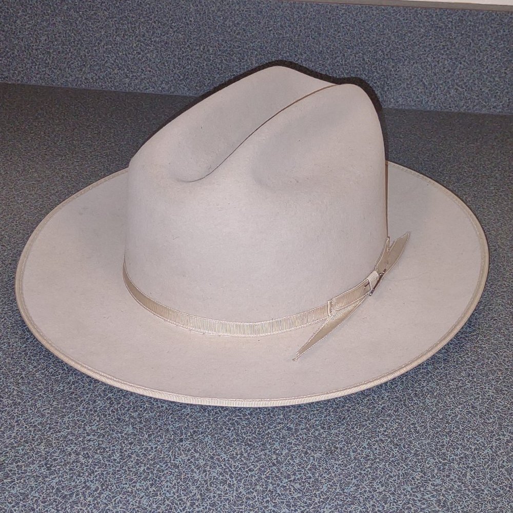 Stetson Open Road Royal Deluxe Cowboy Fedora hat 7 1/4 Silverbelly